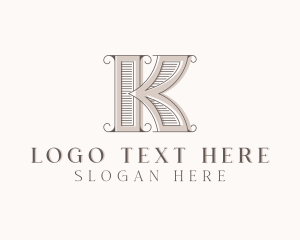 Western - Antique Boutique Interior Design Letter K logo design