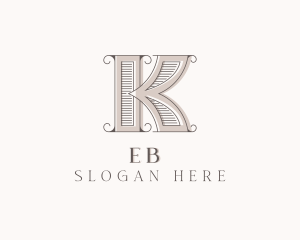 Antique Boutique Interior Design Letter K Logo