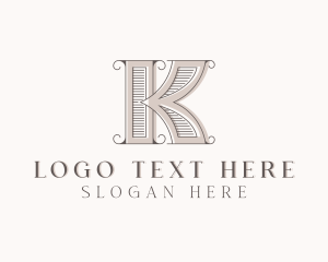 Seamstress - Antique Boutique Interior Design Letter K logo design