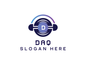 DJ Headphone Vinyl Disc Logo