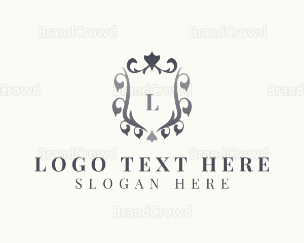 Floral Wreath Crown Shield Logo