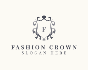 Floral Wreath Crown Shield logo design