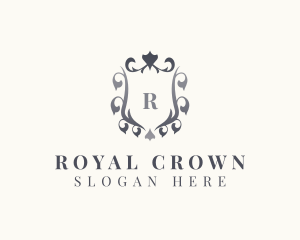 Floral Wreath Crown Shield logo design