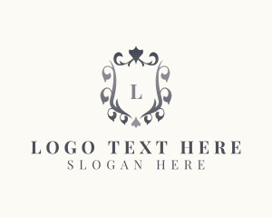 Lettermark - Floral Wreath Crown Shield logo design