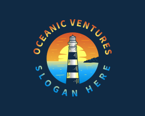 Lighthouse Sunset Beach logo design