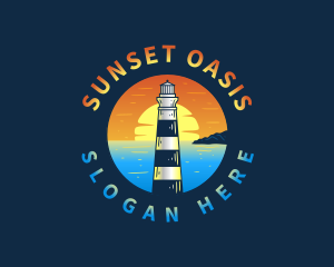 Lighthouse Sunset Beach logo design