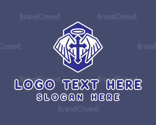 Christianity Blue Crucifix Logo