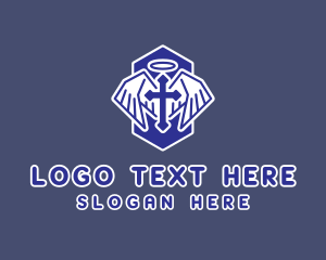 Cross - Christianity Blue Crucifix logo design