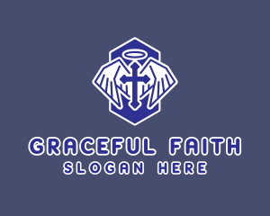 Christianity Blue Crucifix logo design