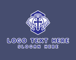 Church - Christianity Blue Crucifix logo design