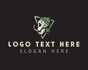 Mascot - Smoking Skull Marijuana logo design