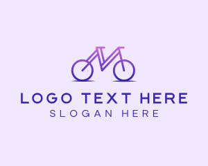 Bike Store - Purple Bicycle Letter M logo design