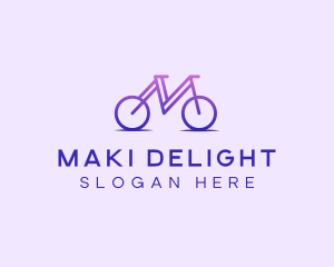 Purple Bicycle Letter M logo design