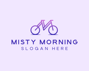 Purple Bicycle Letter M logo design