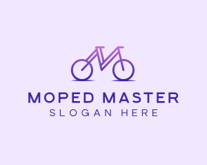 Purple Bicycle Letter M logo design