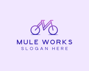 Purple Bicycle Letter M logo design