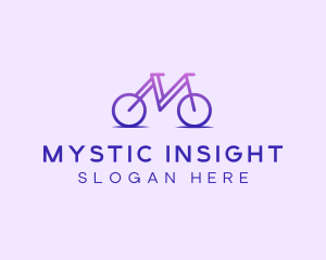 Purple Bicycle Letter M logo design