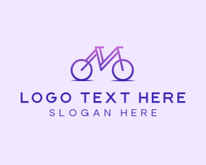 Cycling - Purple Bicycle Letter M logo design