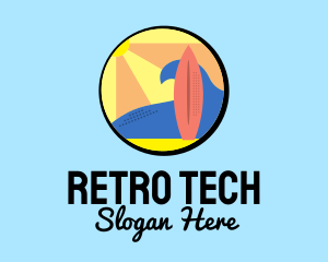 Retro Surfing Surfboard logo design