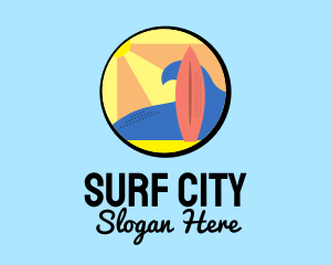 Retro Surfing Surfboard logo design