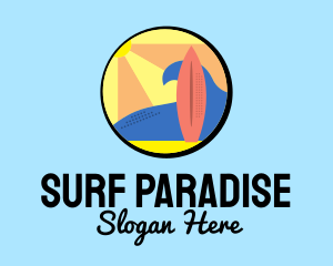 Retro Surfing Surfboard logo design