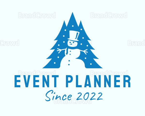 Blue Christmas Snowman Logo