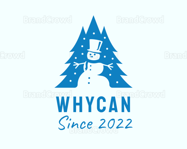 Blue Christmas Snowman Logo