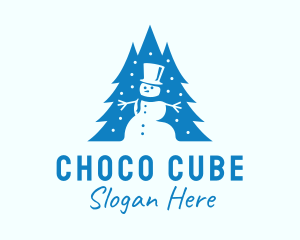 Blue Christmas Snowman  Logo