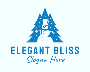 Blue Christmas Snowman  Logo