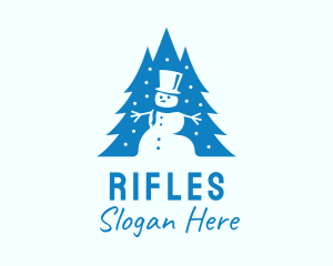 Blue Christmas Snowman  Logo