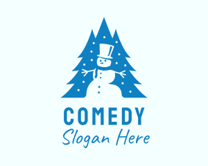 Blue Christmas Snowman  Logo