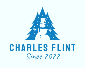 Winter - Blue Christmas Snowman logo design