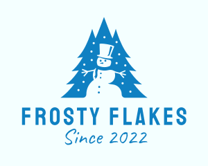 Blue Christmas Snowman  logo design