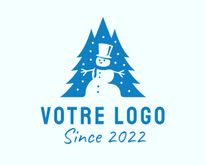 Winter - Blue Christmas Snowman logo design