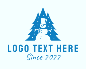 Snow - Blue Christmas Snowman logo design