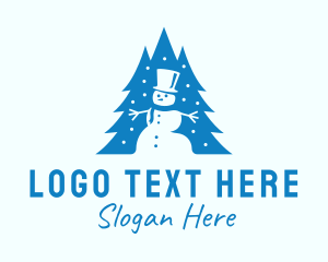 Blue Christmas Snowman  Logo