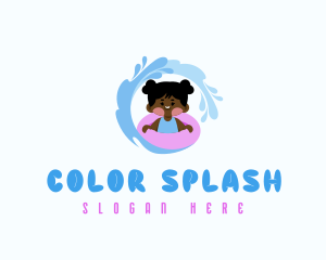 Swimming Splash Girl logo design