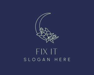 Floral Night Moon logo design