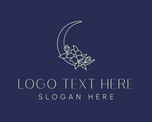Night - Floral Night Moon logo design