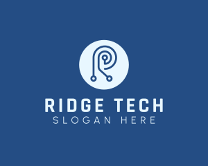 Blue Tech Letter R logo design