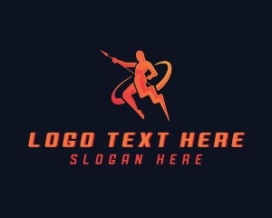 Express - Lightning Spear Human logo design