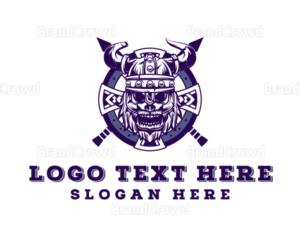 Viking Skull Shield Warrior Logo