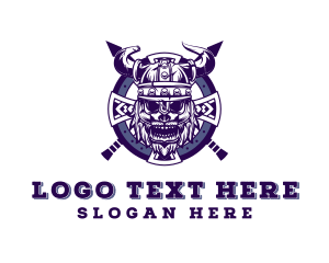 Horror - Viking Skull Shield Warrior logo design