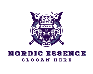 Nordic - Viking Skull Shield Warrior logo design