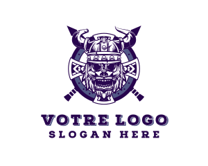 Scary - Viking Skull Shield Warrior logo design