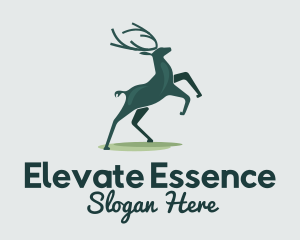 Animal Sanctuary - Green Reindeer Elk logo design