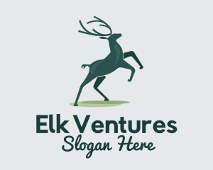 Elk - Green Reindeer Elk logo design