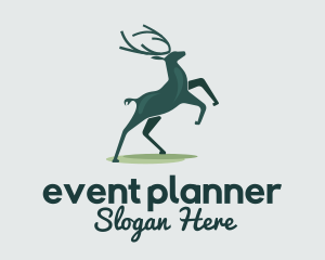 Wildlife Center - Green Reindeer Elk logo design
