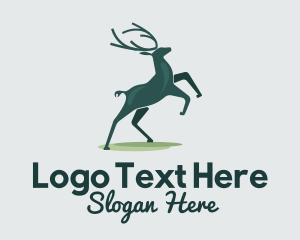 Wild - Green Reindeer Elk logo design