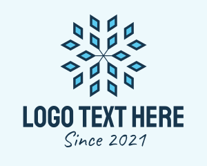Skiing - Blue Diamond Snowflake logo design